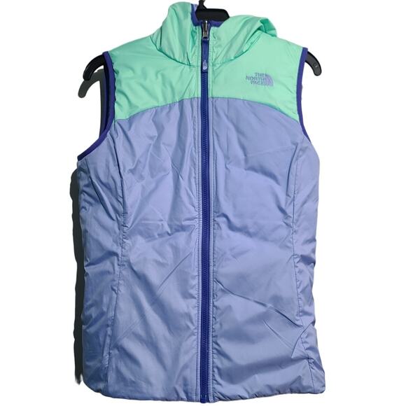 The North Face Purple Girl Youth Perseus Hooded Reversible Full Zip Vest Size XL - Picture 1 of 5